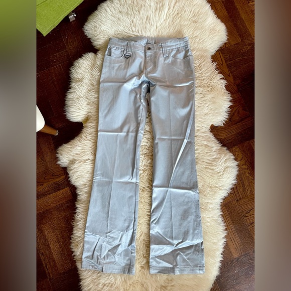 2000s era Y2K satin pants baby blue Guess flare low rise pants - Picture 8 of 8